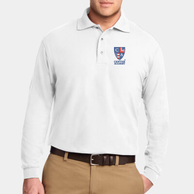 Adult Long Sleeve Cotton Blend Center Academy Polo - WHITE Thumbnail