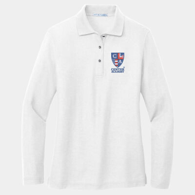 Adult Ladies Long Sleeve Cotton Blend Center Academy Polo - WHITE Thumbnail